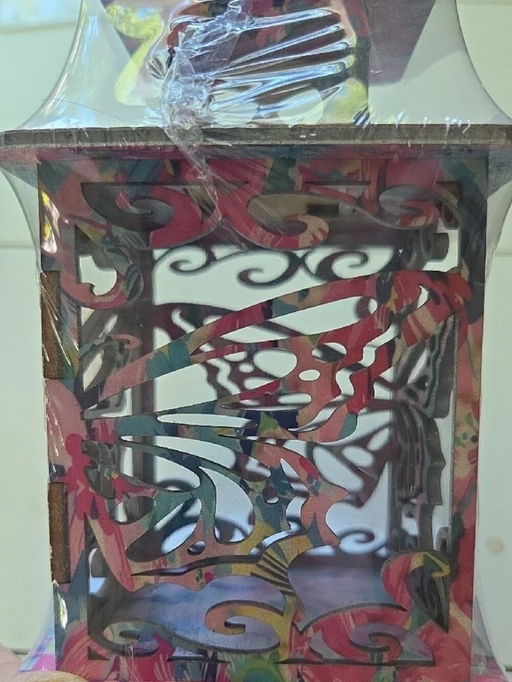 Decorative Butterfly Cutout Lantern - Pink Blue Floral